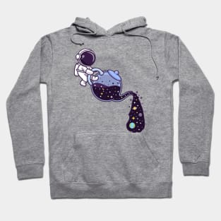 Cute Astronaut Pouring Space From Teapot Cartoon Hoodie